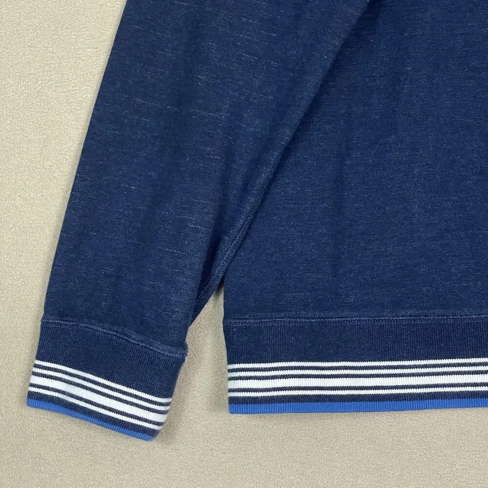Robert Graham Sweater Mens XL Blue Striped 1/4 Zip Reversable Mock Neck Pullover